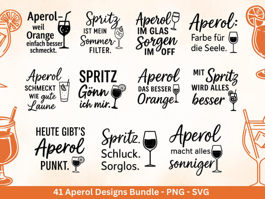 XXL Plotterdatei Aperol Bundle - Aperol Spritztour svg - Cricut Silhouette - Aperol Svg Datei - Alkohol Svg -Untersetzer Sprüche Laserdatei