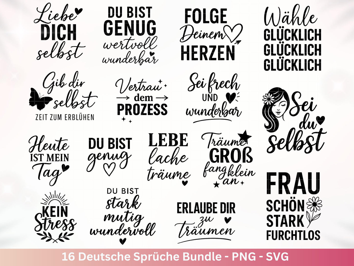 Deutsche Sprüche Plotterdatei - Positive Sprüche Svg - Lieblingsmensch Svg - Inspirierende Zitate - Positive Sprüche Svg - Pusteblumen Svg