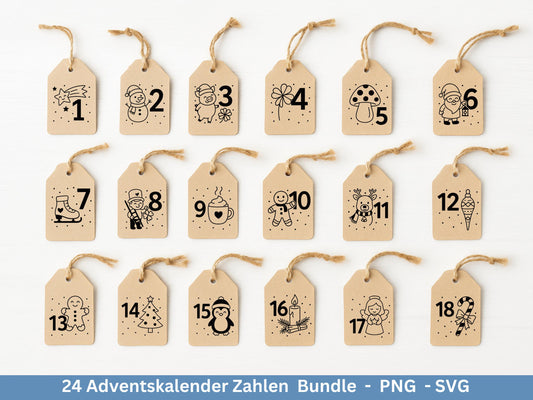 Plotterdatei Adventskalenderzahlen Svg - Adventskalender Svg - Plotterdatei Adventskalender - Plotterdatei Weihnachten - Weihnachtskalender