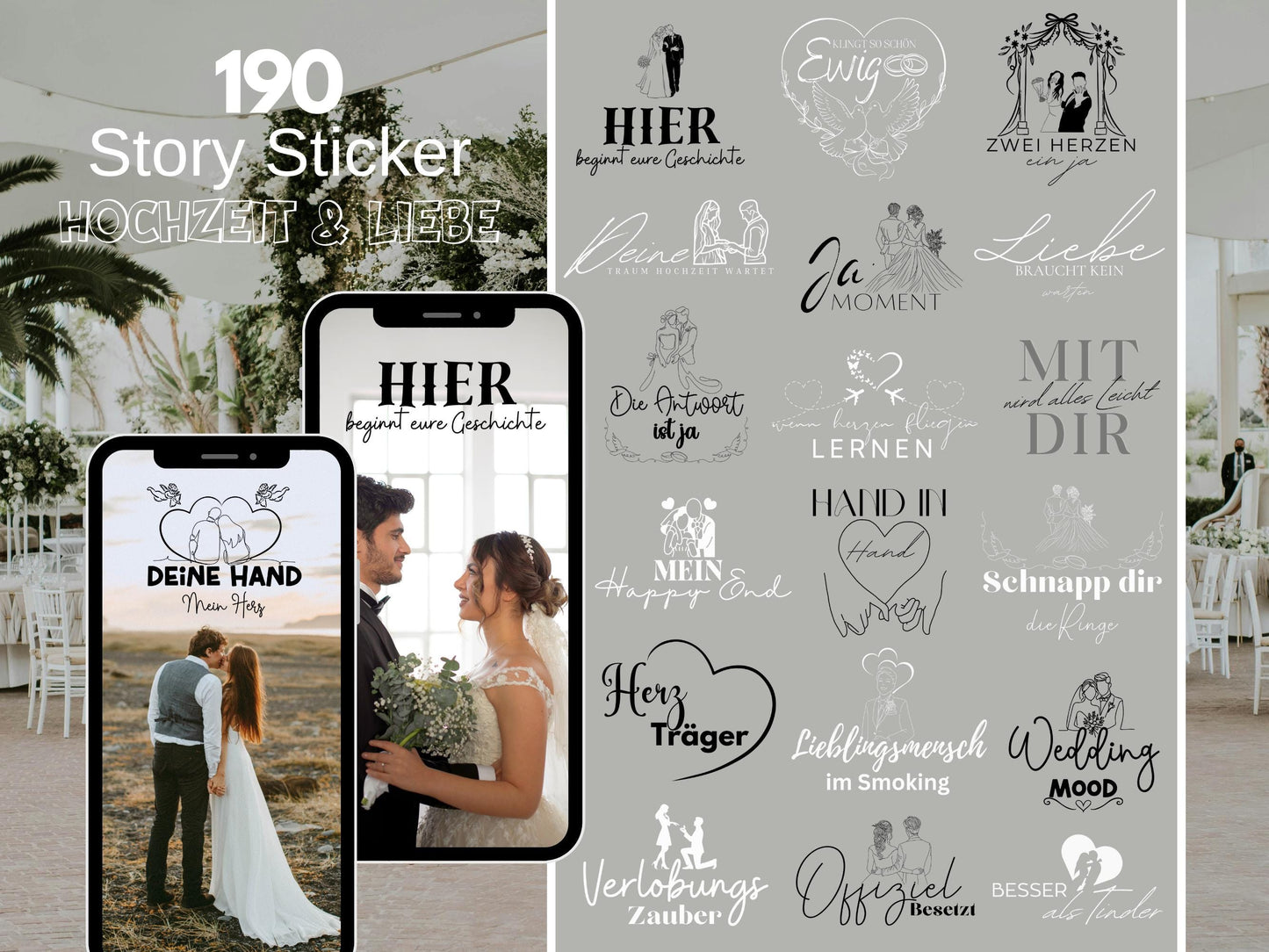 190 Instagram Story Sticker Hochzeit & Liebe – Hochzeitsticker für Insta Stories – Liebe – Ehe -Liebes Sprüche – Hochzeit Bundle Daily Insta