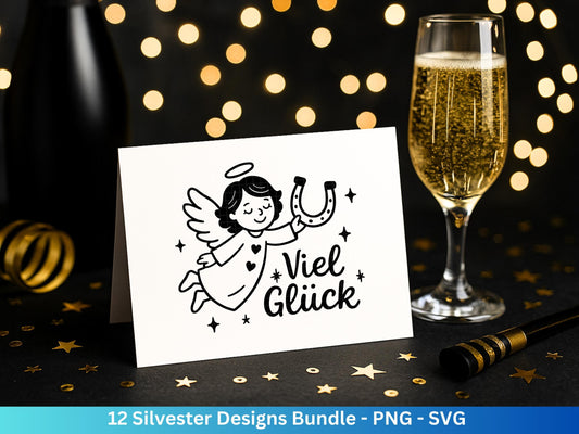 Silvester Plotterdatei - Deutsche Sprüche Svg - Weihnachten Svg - Frohes Neues Jahr 2026 - Silvester Laserdatei - Glücksschwein svg - Glück