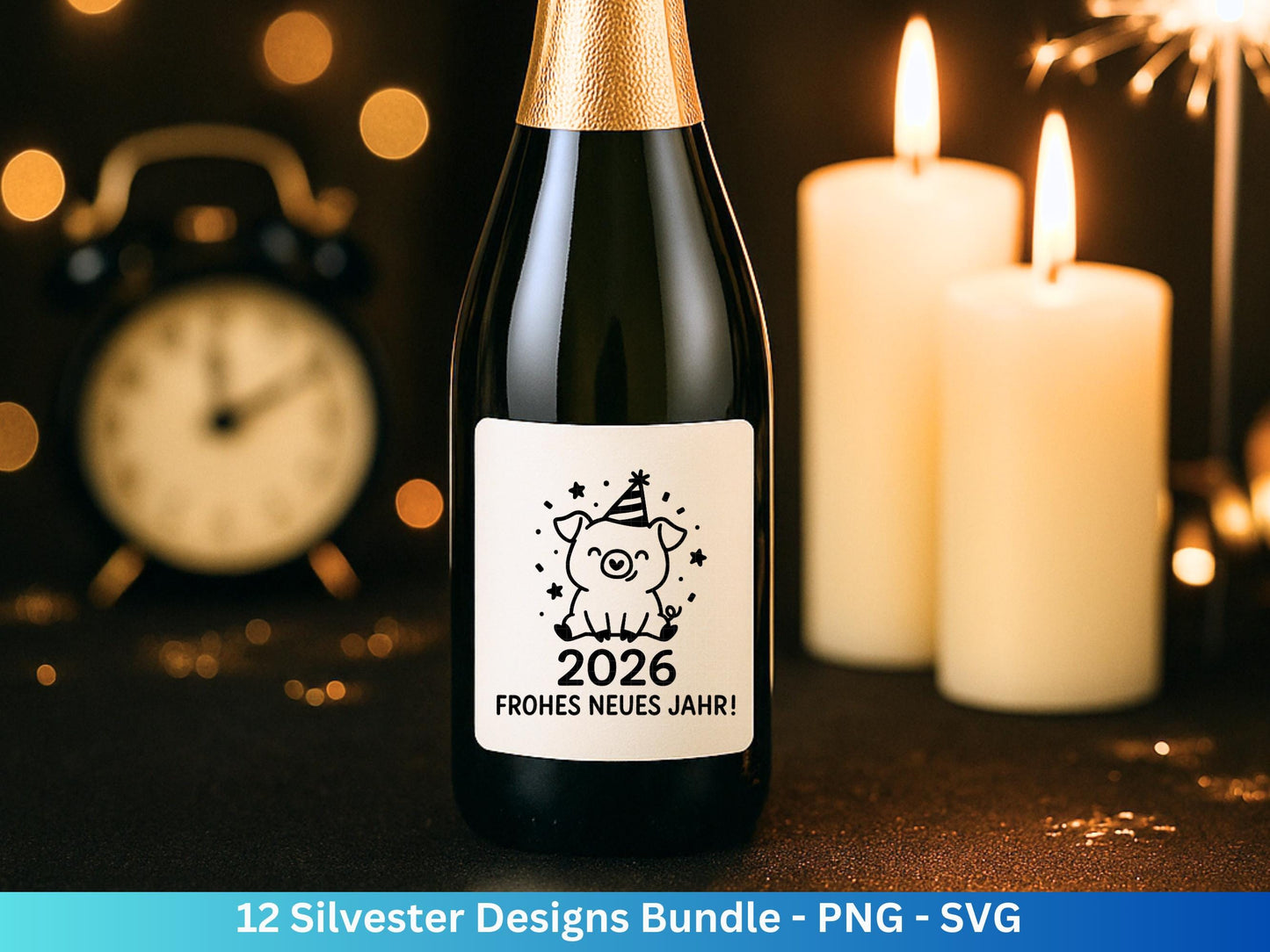 Silvester Plotterdatei - Deutsche Sprüche Svg - Weihnachten Svg - Frohes Neues Jahr 2026 - Silvester Laserdatei - Glücksschwein svg - Glück