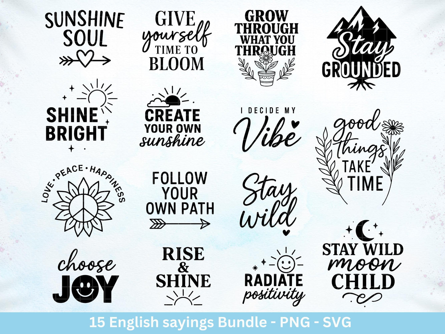 Boho Inspirational svg Png Bundle, positive Affirmationen svg, Kindness svg, immer würdig Matter genug svg, florale Zitate svg Motivierend