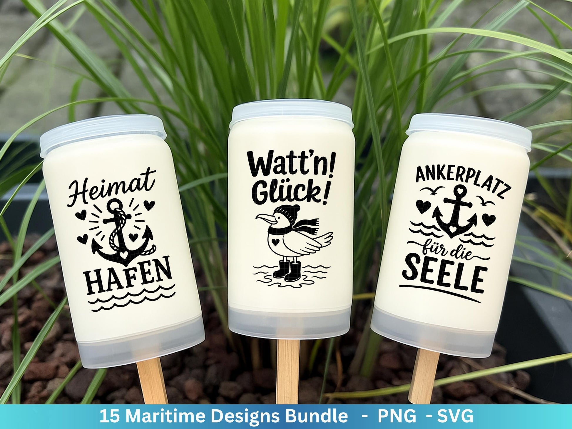 Plotterdatei Maritim - Moin Svg - Maritim Svg - Leuchtturm Svg - Möwen Svg - Nordsee & Ostsee - Laserdatei Möwe - Deutsche Sprüche Svg Datei