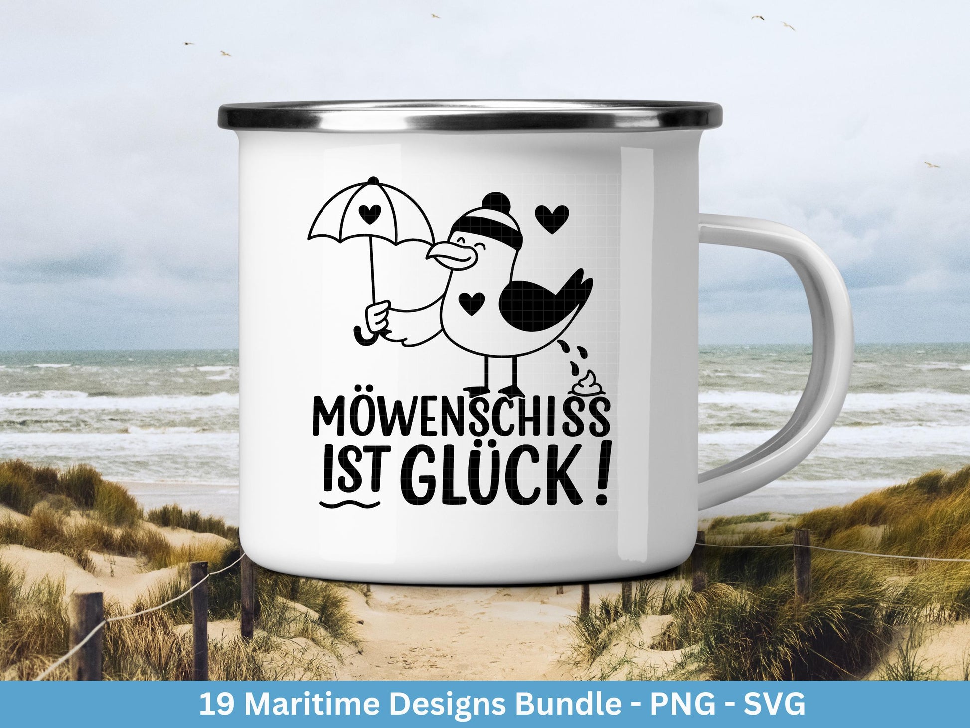 Plotterdatei Maritim - Moin Svg - Maritim Svg - Leuchtturm Svg - Möwen Svg - Nordsee & Ostsee - Laserdatei Möwe - Deutsche Sprüche Svg Datei