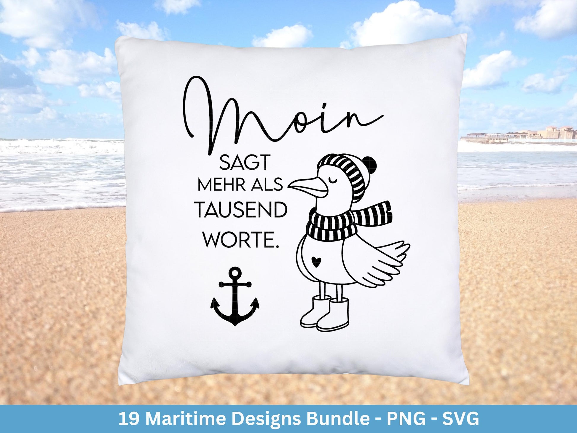 Plotterdatei Maritim - Moin Svg - Maritim Svg - Leuchtturm Svg - Möwen Svg - Nordsee & Ostsee - Laserdatei Möwe - Deutsche Sprüche Svg Datei
