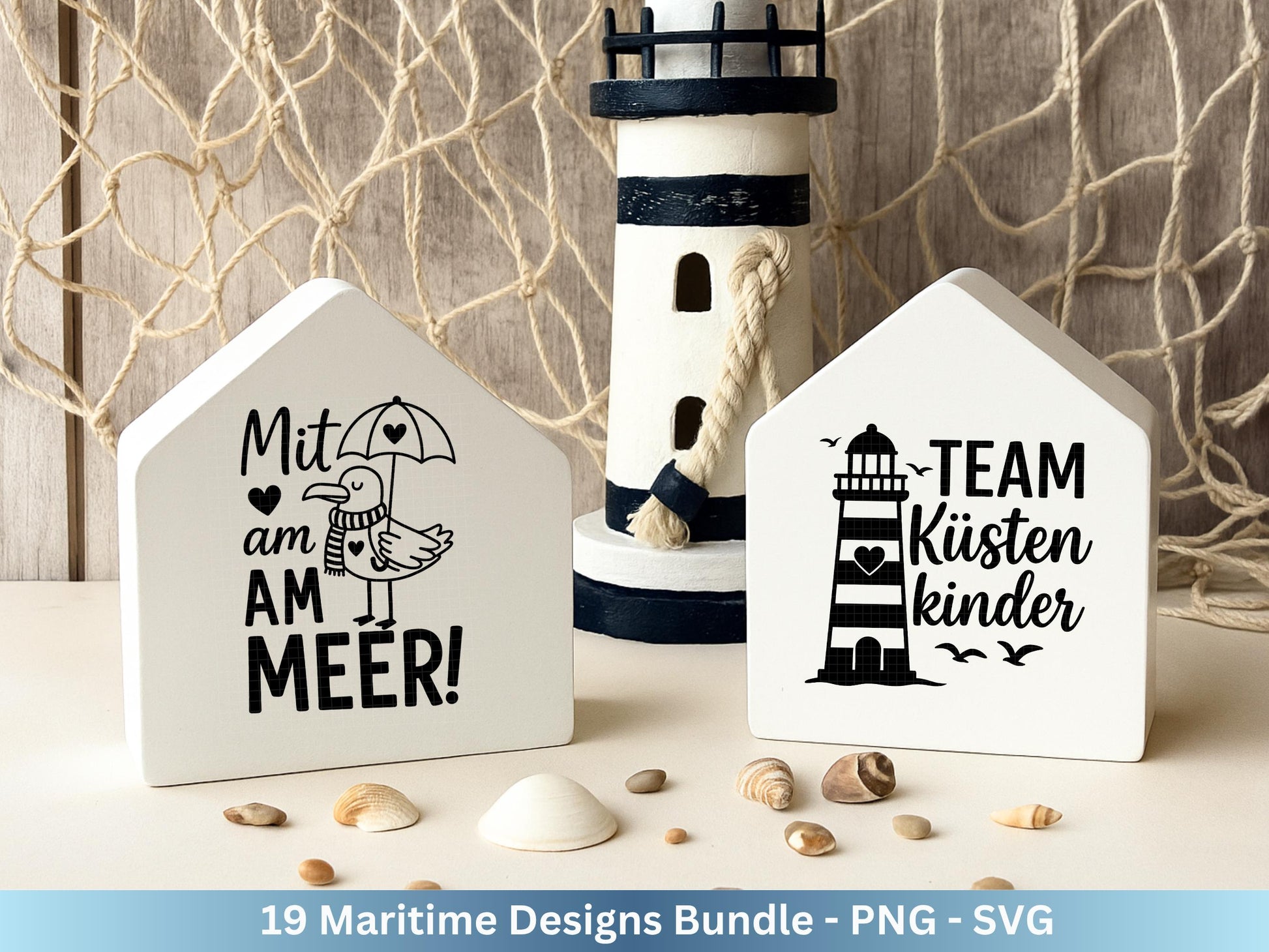 Plotterdatei Maritim - Moin Svg - Maritim Svg - Leuchtturm Svg - Möwen Svg - Nordsee & Ostsee - Laserdatei Möwe - Deutsche Sprüche Svg Datei