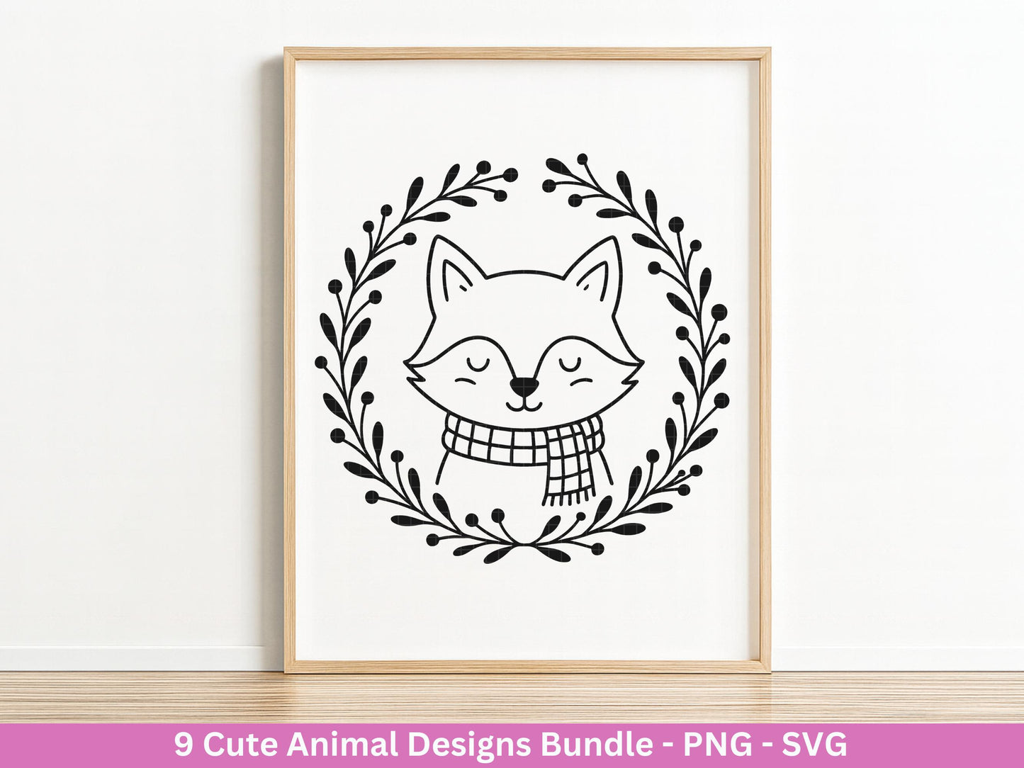 Plotterdatei Tiere - Kränze SVG Bundle - Lorbeerkranz Monogramm - Blumenkranz Svg - Weihnachten Svg - Fuchs Svg - Lasercut Cricut Svg Datei