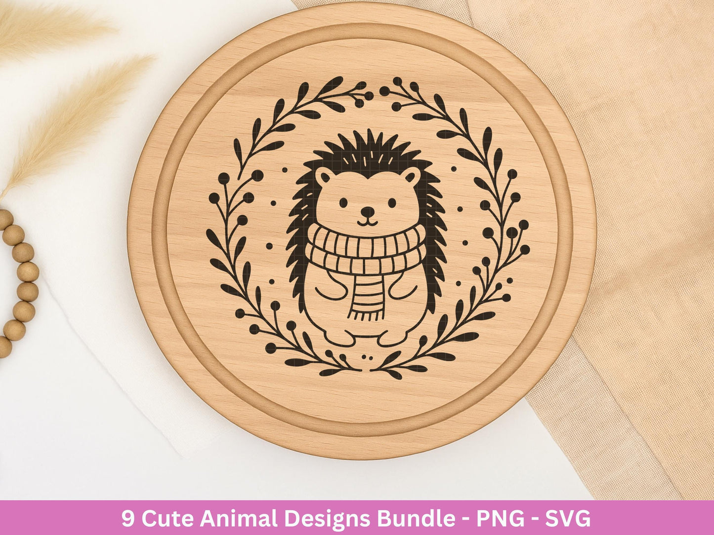 Plotterdatei Tiere - Kränze SVG Bundle - Lorbeerkranz Monogramm - Blumenkranz Svg - Weihnachten Svg - Fuchs Svg - Lasercut Cricut Svg Datei