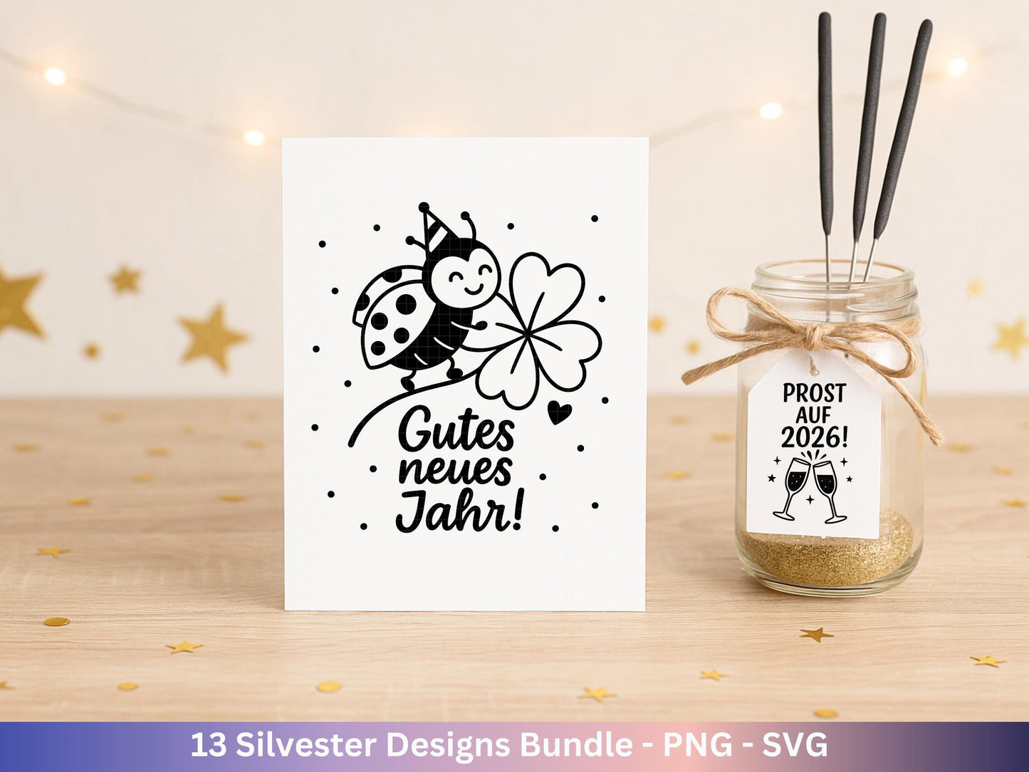 Silvester Plotterdatei - Deutsche Sprüche Svg - Weihnachten Svg - Frohes Neues Jahr 2026 - Silvester Laserdatei - Glücksschwein svg - Cricut