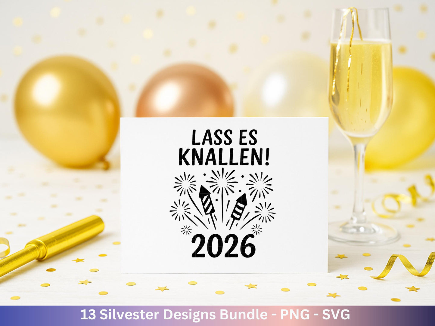 Silvester Plotterdatei - Deutsche Sprüche Svg - Weihnachten Svg - Frohes Neues Jahr 2026 - Silvester Laserdatei - Glücksschwein svg - Cricut