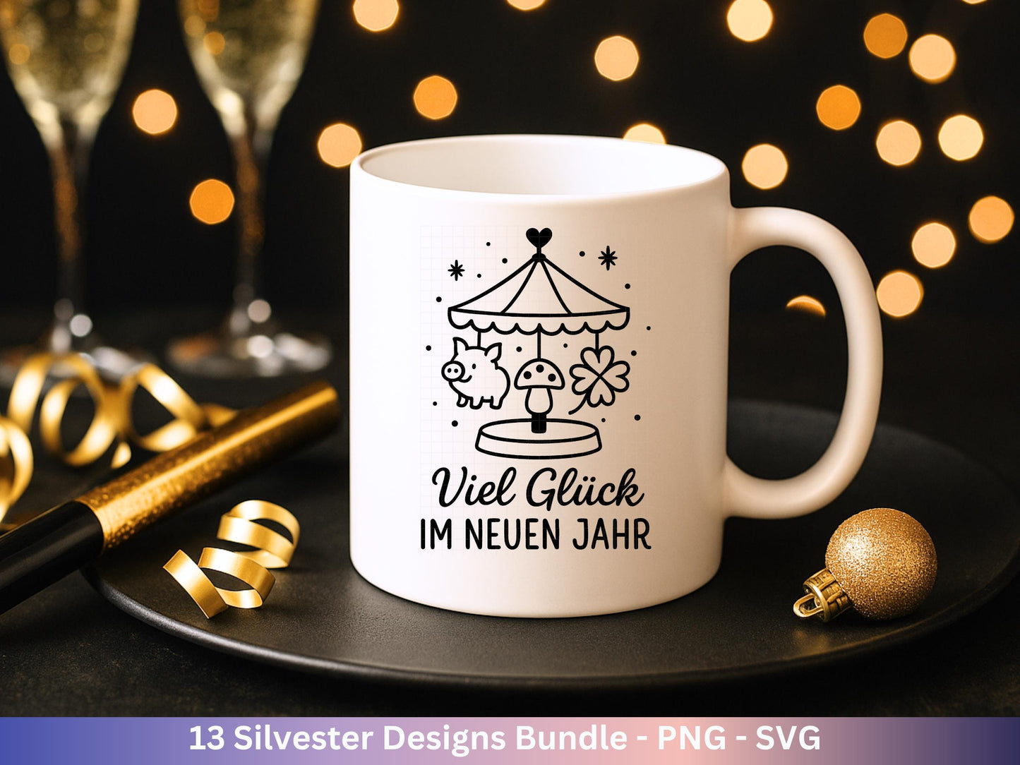 Silvester Plotterdatei - Deutsche Sprüche Svg - Weihnachten Svg - Frohes Neues Jahr 2026 - Silvester Laserdatei - Glücksschwein svg - Cricut