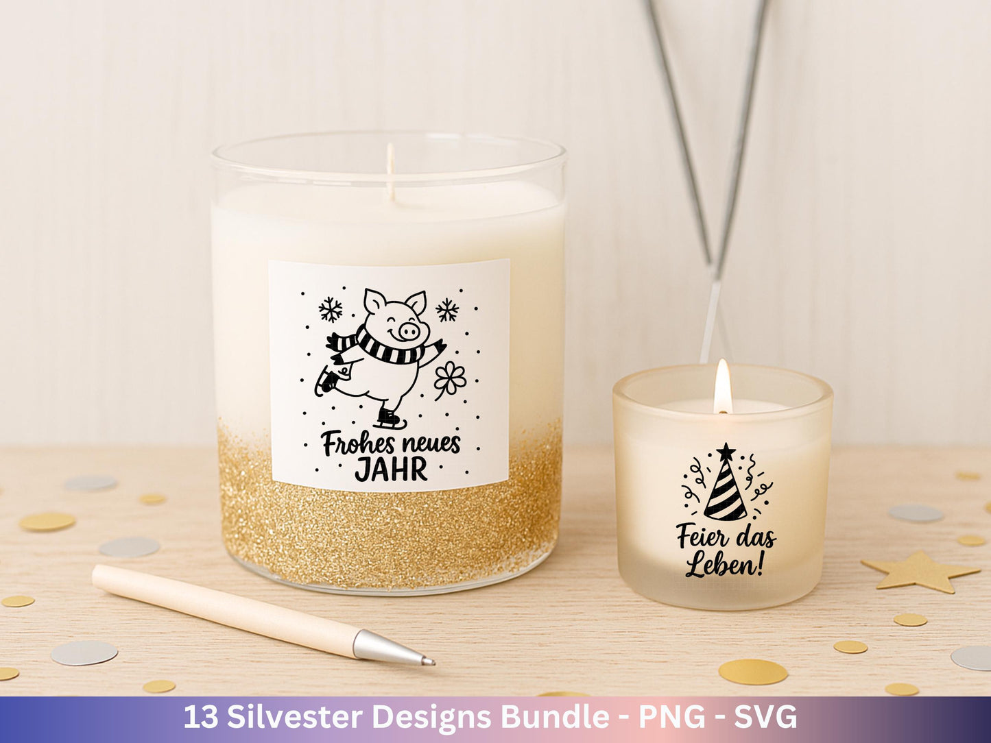 Silvester Plotterdatei - Deutsche Sprüche Svg - Weihnachten Svg - Frohes Neues Jahr 2026 - Silvester Laserdatei - Glücksschwein svg - Cricut