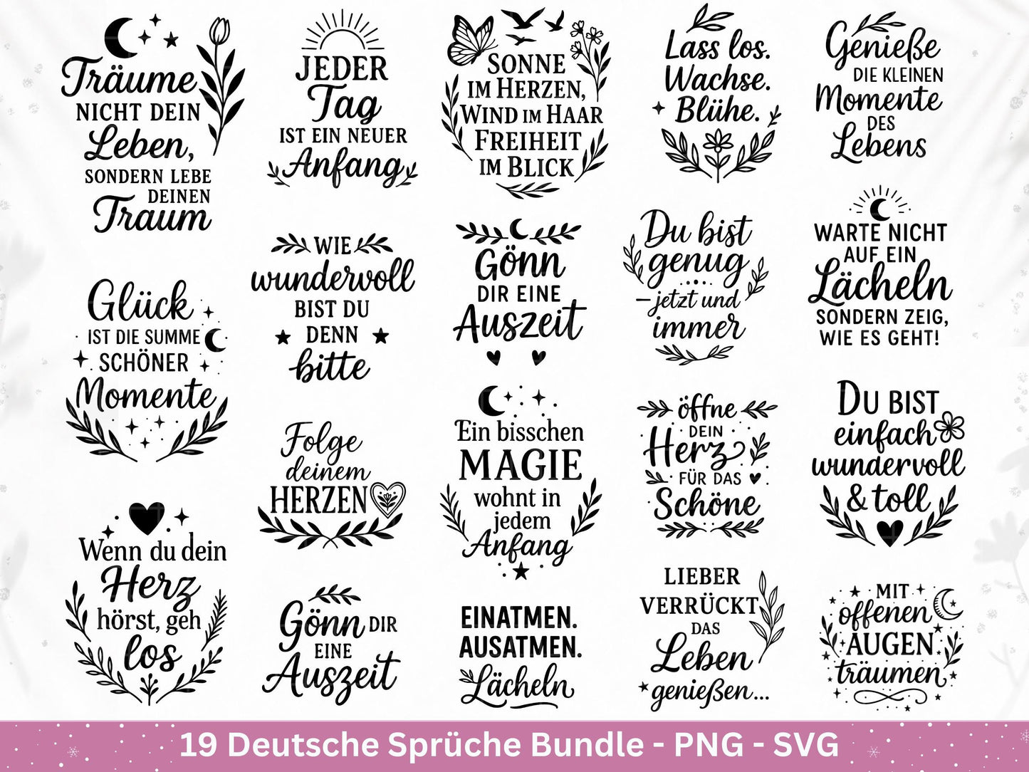 Deutsche Sprüche Plotterdatei - Positive Sprüche Svg - Laserdatei Sprüche - Inspirierende Zitate - Positive Sprüche Svg - Geschenk Freundin