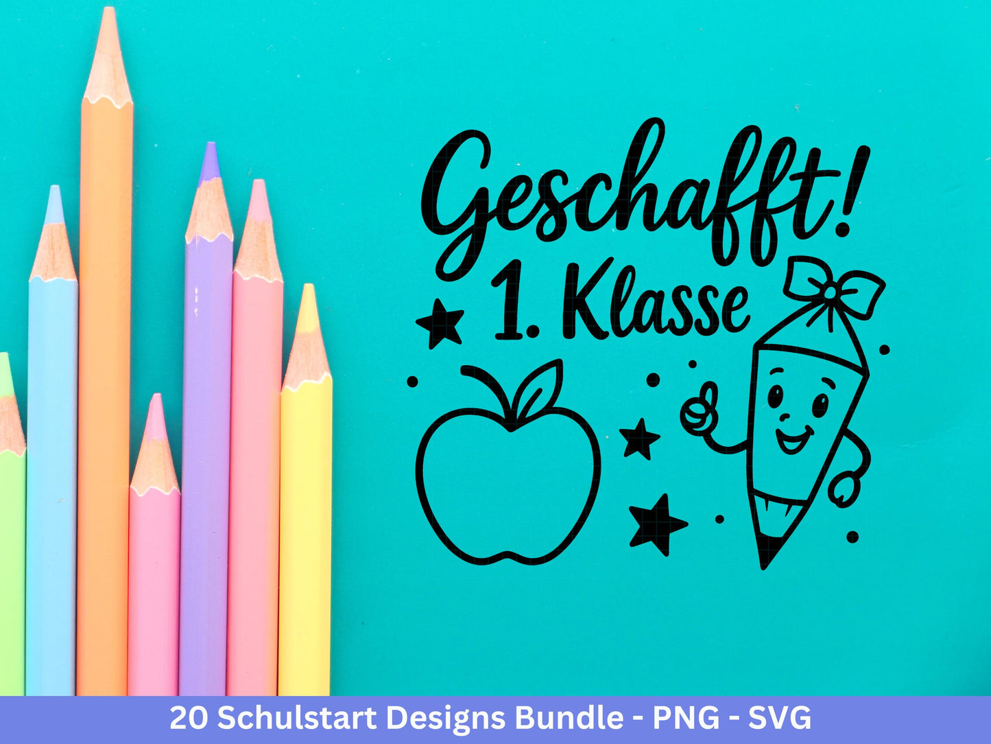 Deutsche Plotterdatei Einschulung svg png - Schulstart svg - Schulanfang Sprüche - Cricut Silhouette - Einschulung Geschenk - Schule Svg