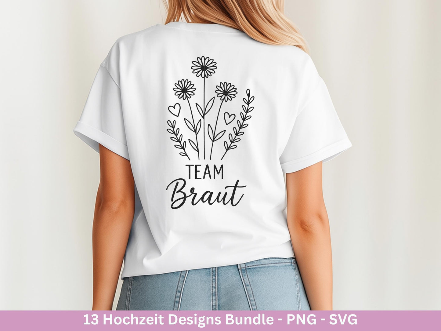 Plotterdatei Braut SVG Bundle - Hochzeit Party - Brautjungfer - JGA - Verlobungsfeier- Braut Shirts - Hochzeit Svg - Blumen Svg - Jga Shirt