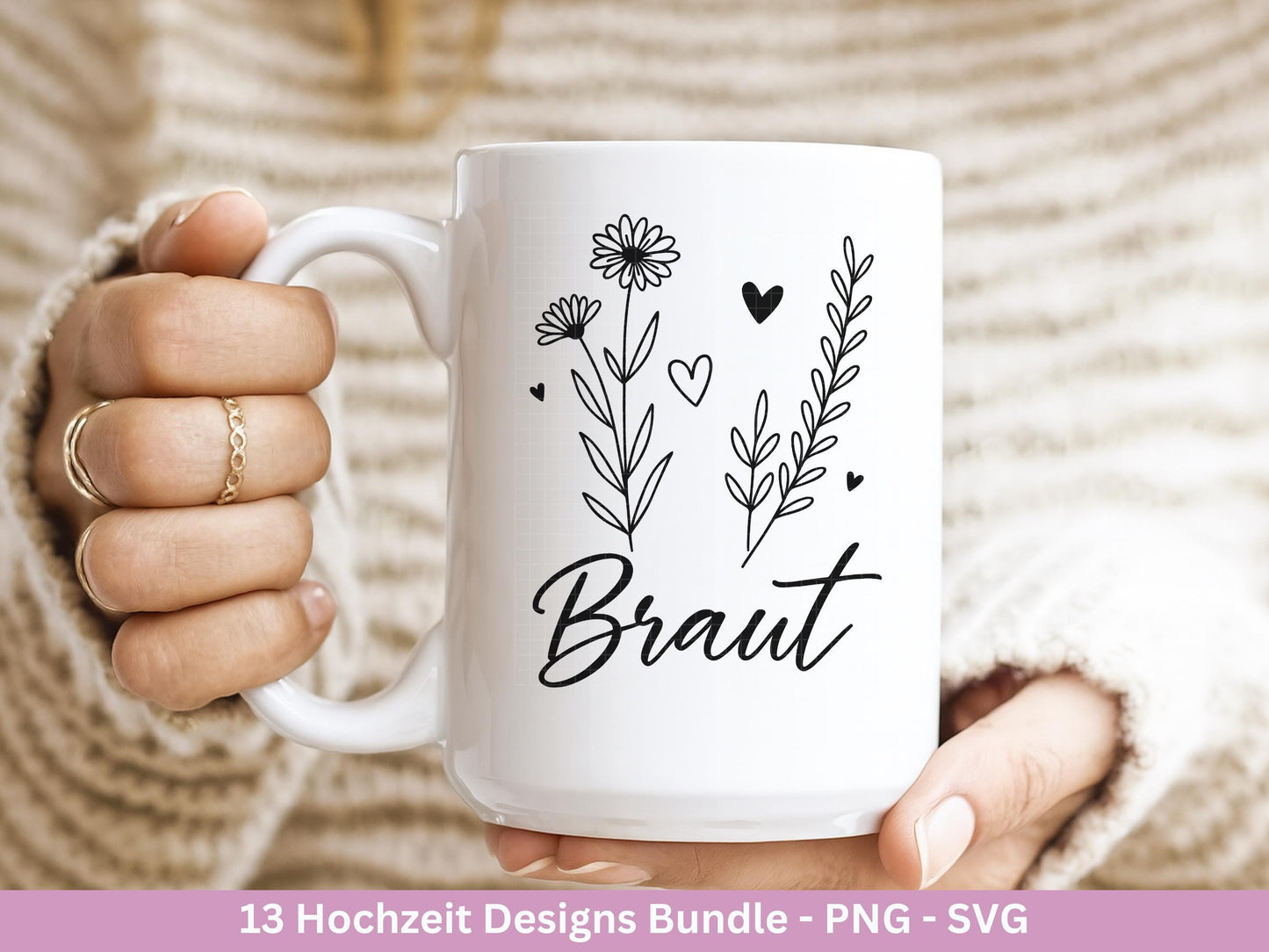 Plotterdatei Braut SVG Bundle - Hochzeit Party - Brautjungfer - JGA - Verlobungsfeier- Braut Shirts - Hochzeit Svg - Blumen Svg - Jga Shirt