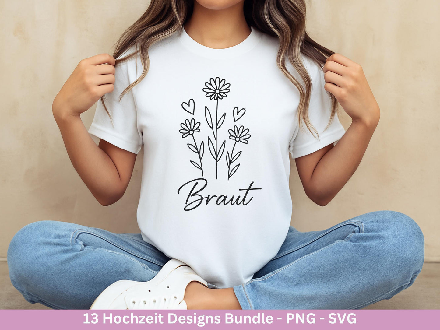 Plotterdatei Braut SVG Bundle - Hochzeit Party - Brautjungfer - JGA - Verlobungsfeier- Braut Shirts - Hochzeit Svg - Blumen Svg - Jga Shirt