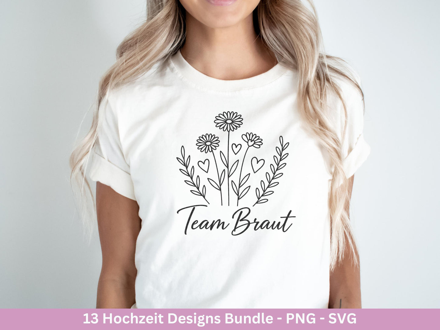 Plotterdatei Braut SVG Bundle - Hochzeit Party - Brautjungfer - JGA - Verlobungsfeier- Braut Shirts - Hochzeit Svg - Blumen Svg - Jga Shirt