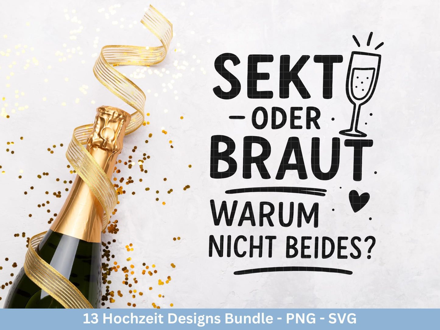 Plotterdatei Braut SVG Bundle - Hochzeit Party - Brautjungfer - JGA - Verlobungsfeier- Braut Shirts - Hochzeit Svg - Sekt Svg Datei Geschenk