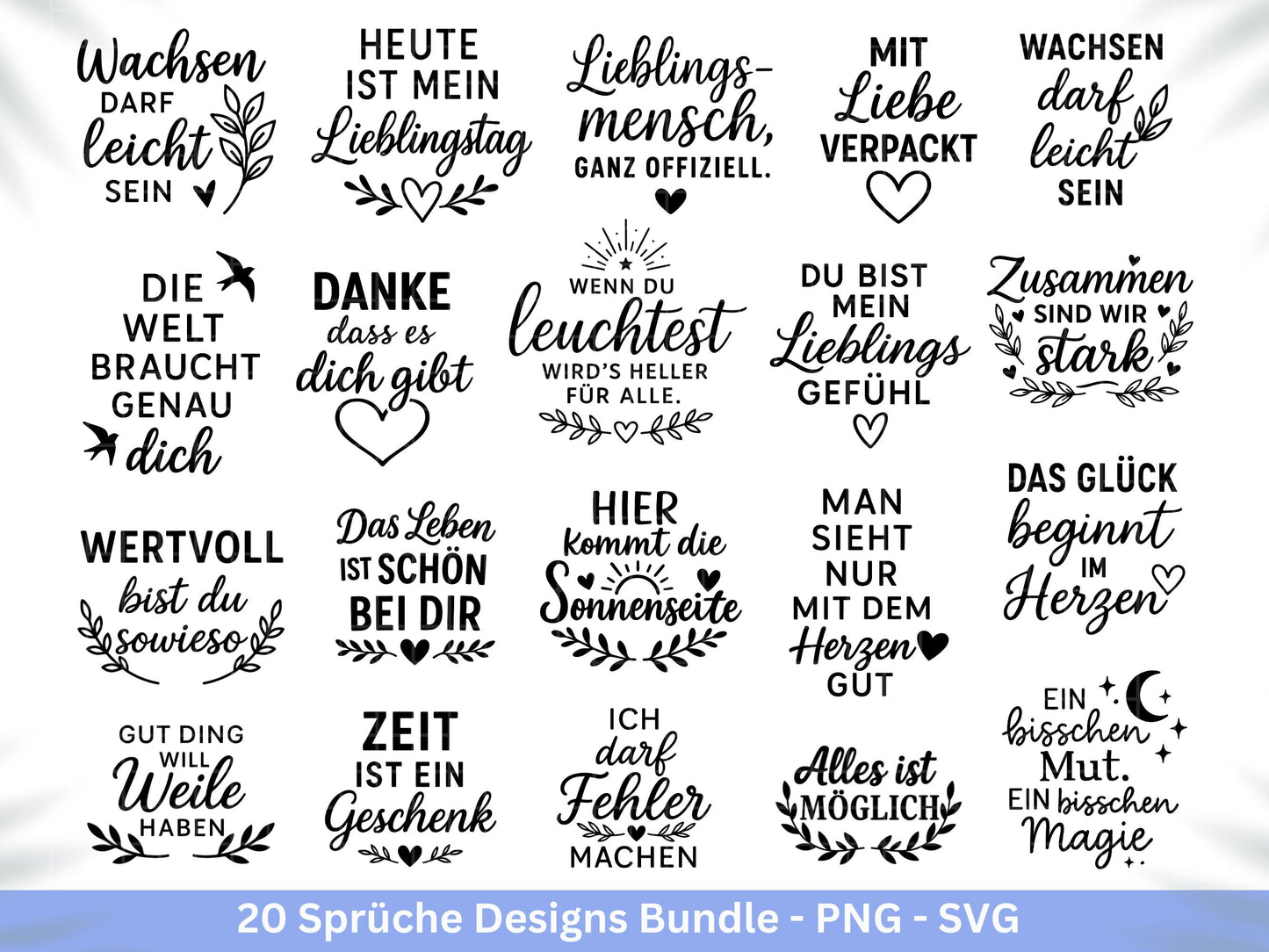 Deutsche Sprüche Plotterdatei - Positive Sprüche Svg - Lieblingsmensch Svg - Inspirierende Zitate - Positive Sprüche Svg - Cricut Svg Datei