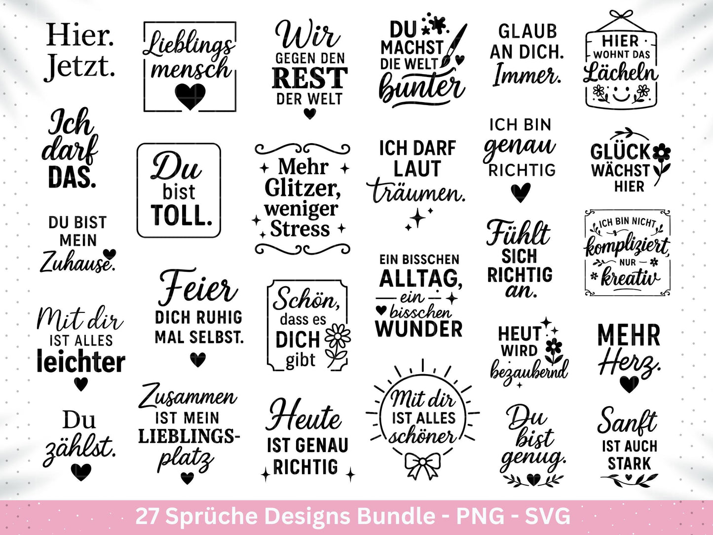 Deutsche Sprüche Plotterdatei - Positive Sprüche Svg - Lieblingsmensch Svg - Inspirierende Zitate - Positive Sprüche Svg - Cricut Svg Datei