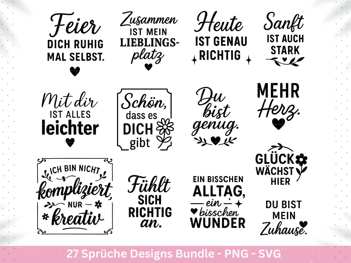 Deutsche Sprüche Plotterdatei - Positive Sprüche Svg - Lieblingsmensch Svg - Inspirierende Zitate - Positive Sprüche Svg - Cricut Svg Datei