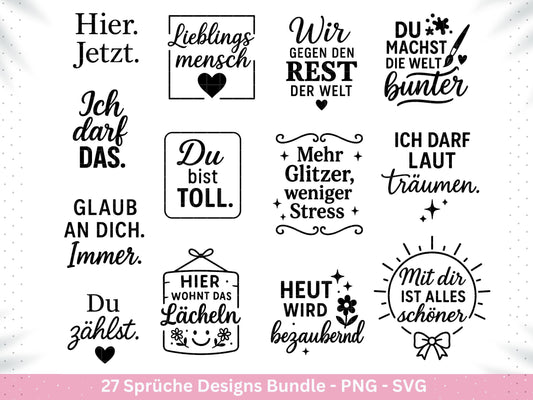 Deutsche Sprüche Plotterdatei - Positive Sprüche Svg - Lieblingsmensch Svg - Inspirierende Zitate - Positive Sprüche Svg - Cricut Svg Datei