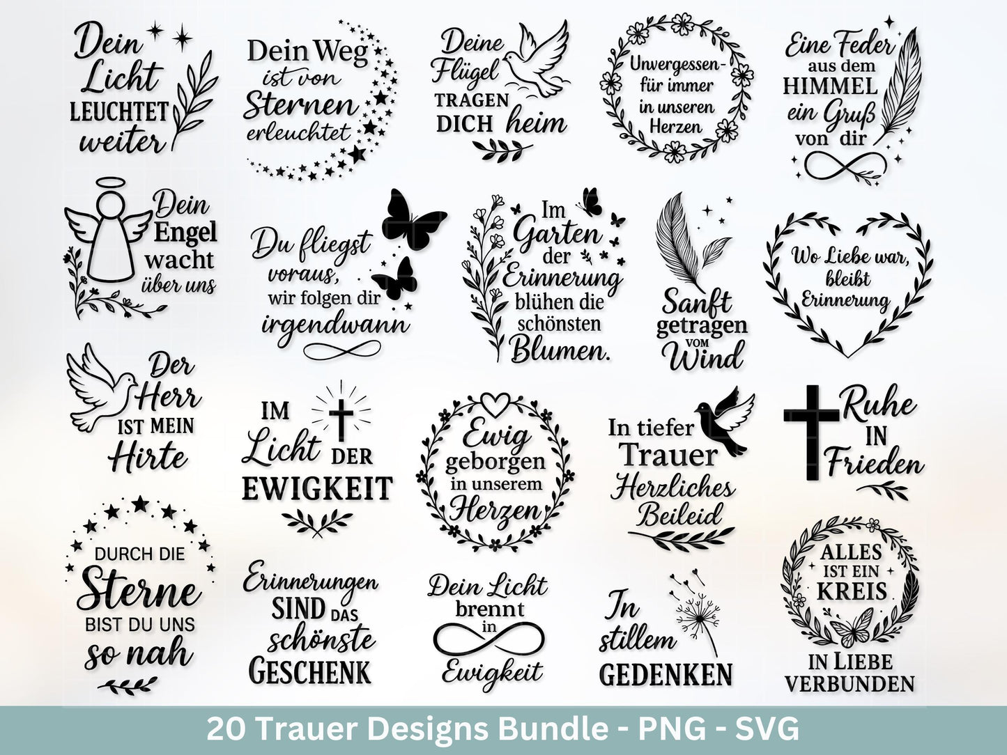 Plotterdatei Trauer - Abschied Svg - Kerzen Sprüche Trauer - Grablichter Sprüche deutsch - Du fehlst svg - Trostlicht svg - Abschied nehmen