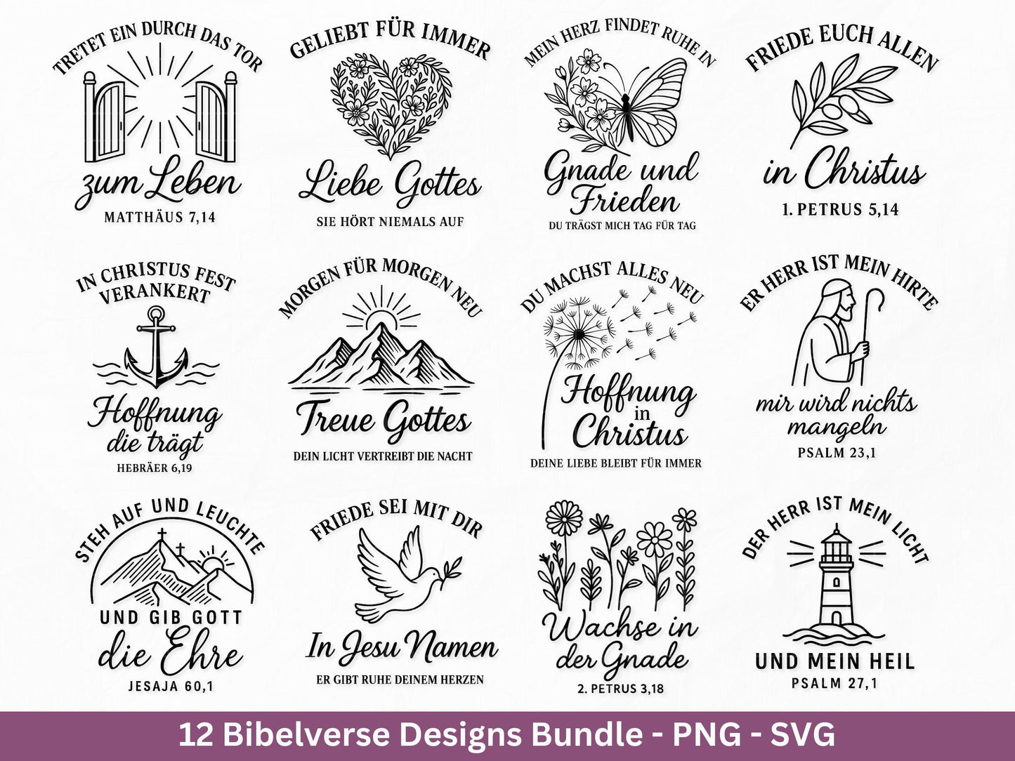 Plotterdatei Bibelverse deutsch - Christliches SVG-Bundle - Jesus Svg - Glaube Svg - Gott Svg - Religiöses Svg - Bibelvers Svg - Cricut Svg
