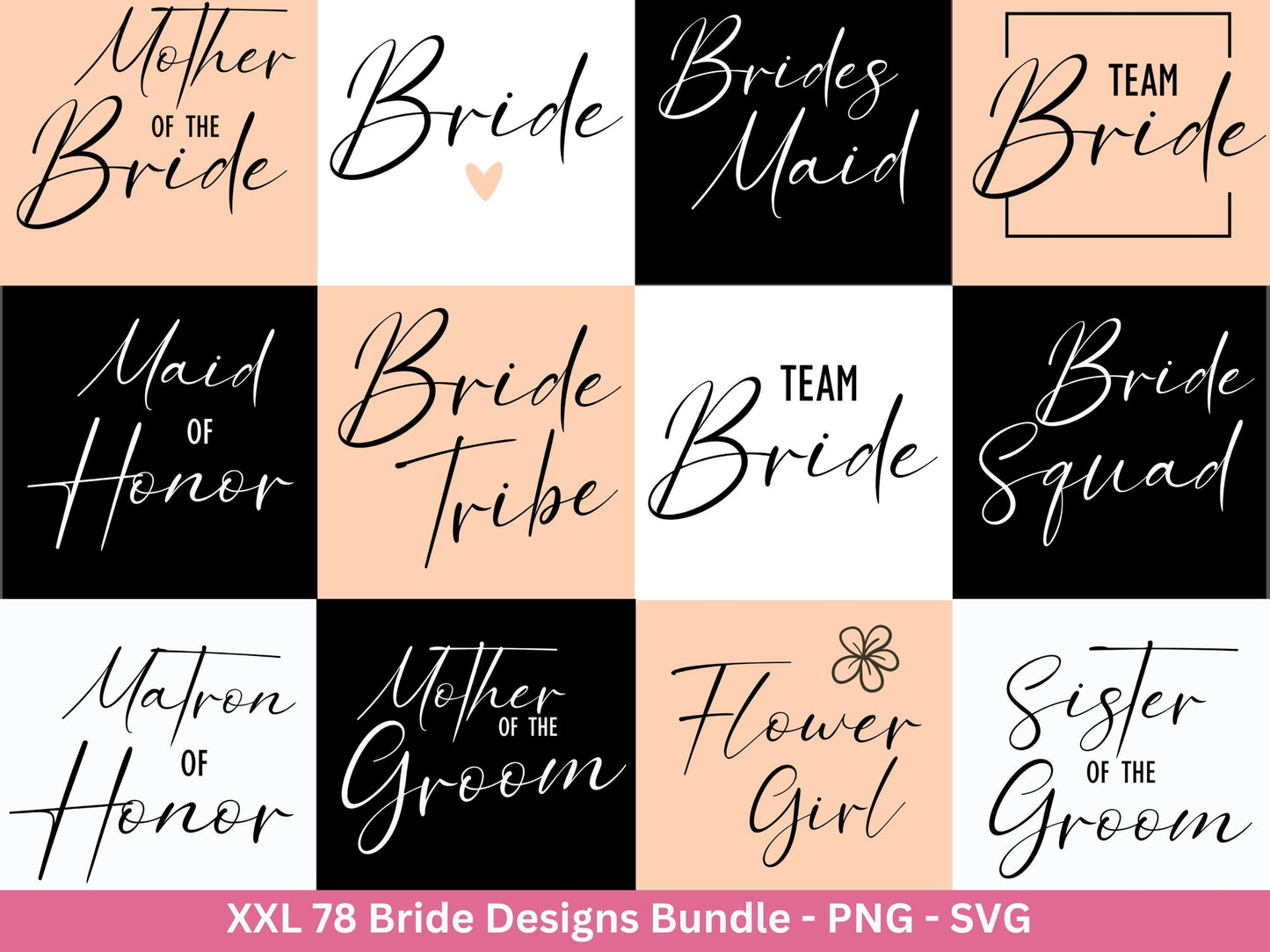Brautparty-Bundle, Hochzeit-Party-Bundle, Braut-Svg, Brautjungfer, Braut, Bräutigam, Mr und Mrs Svg, Trauzeugin, Verlobungsfeier svg-Dateien