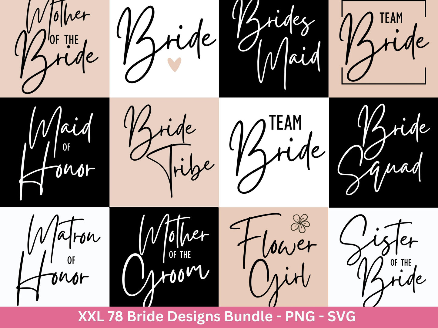 Brautparty-Bundle, Hochzeit-Party-Bundle, Braut-Svg, Brautjungfer, Braut, Bräutigam, Mr und Mrs Svg, Trauzeugin, Verlobungsfeier svg-Dateien