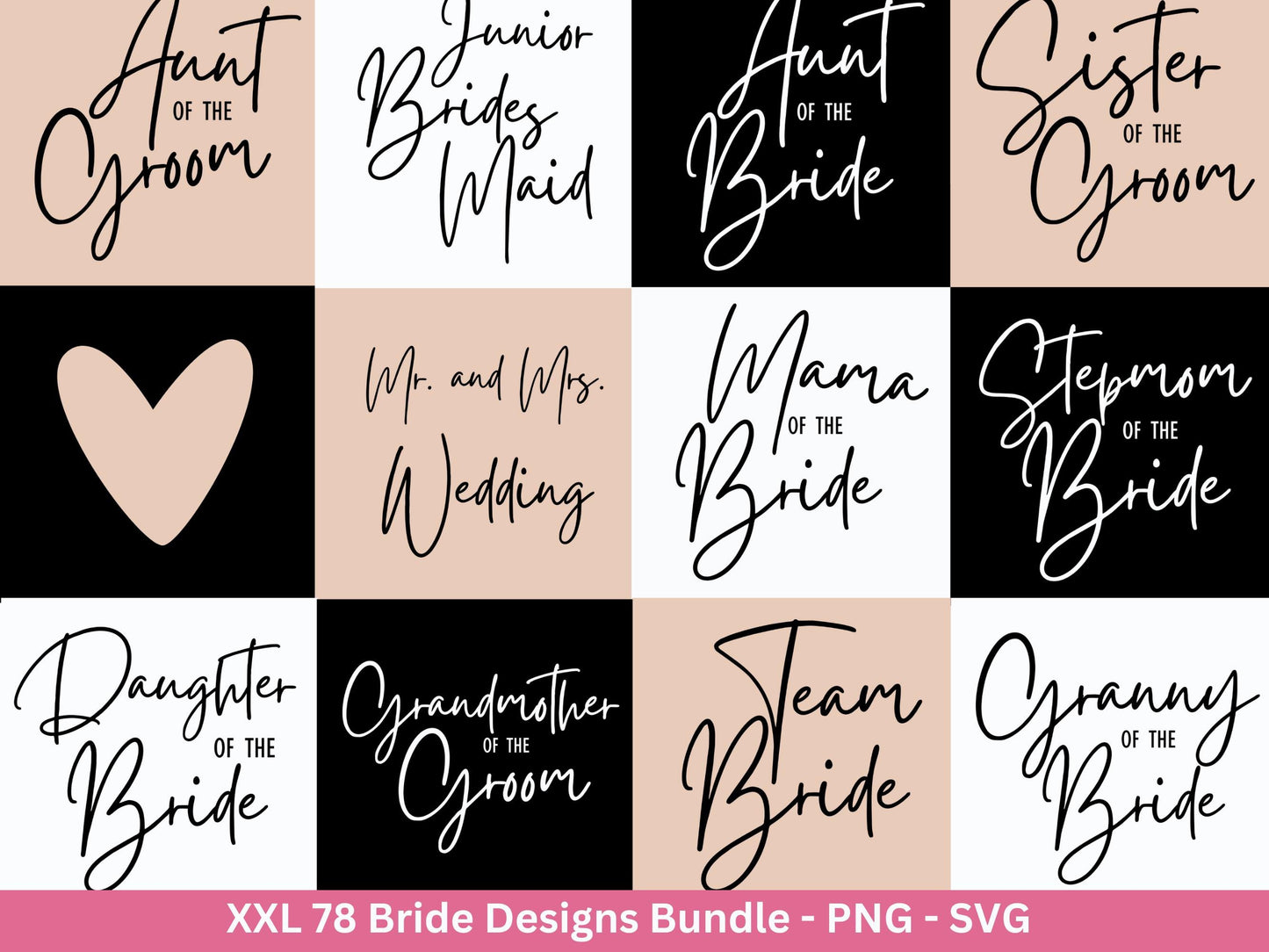 Brautparty-Bundle, Hochzeit-Party-Bundle, Braut-Svg, Brautjungfer, Braut, Bräutigam, Mr und Mrs Svg, Trauzeugin, Verlobungsfeier svg-Dateien