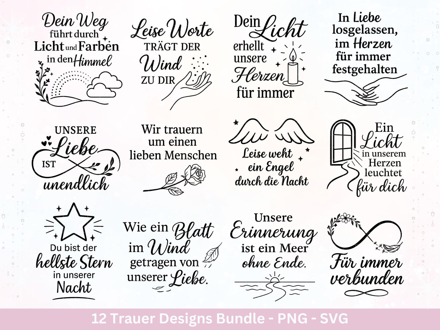 Plotterdatei Trauer - Abschied Svg - Kerzen Sprüche Trauer - Grablichter Sprüche deutsch - Du fehlst svg - Trostlicht svg - Abschied nehmen