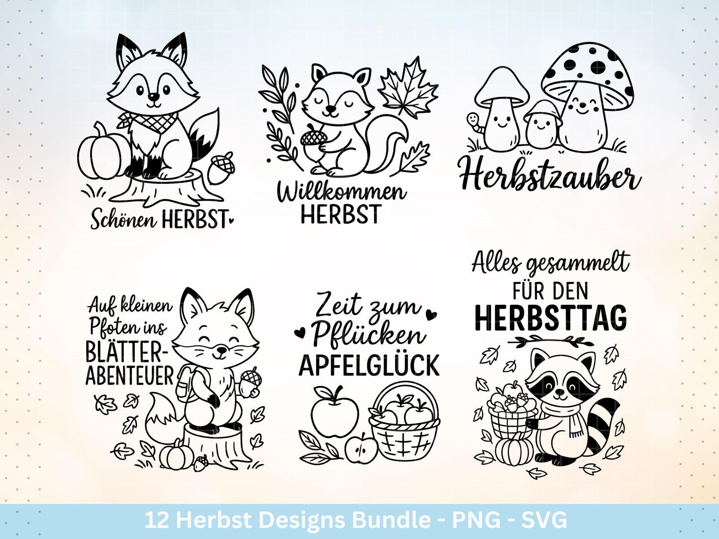 Plotterdatei Herbst - Herbst svg - Hallo Herbst - Herbstzauber svg - Laserdatei Herbst - Kürbis svg - Igel svg - Pilz svg - Herbst Sprüche