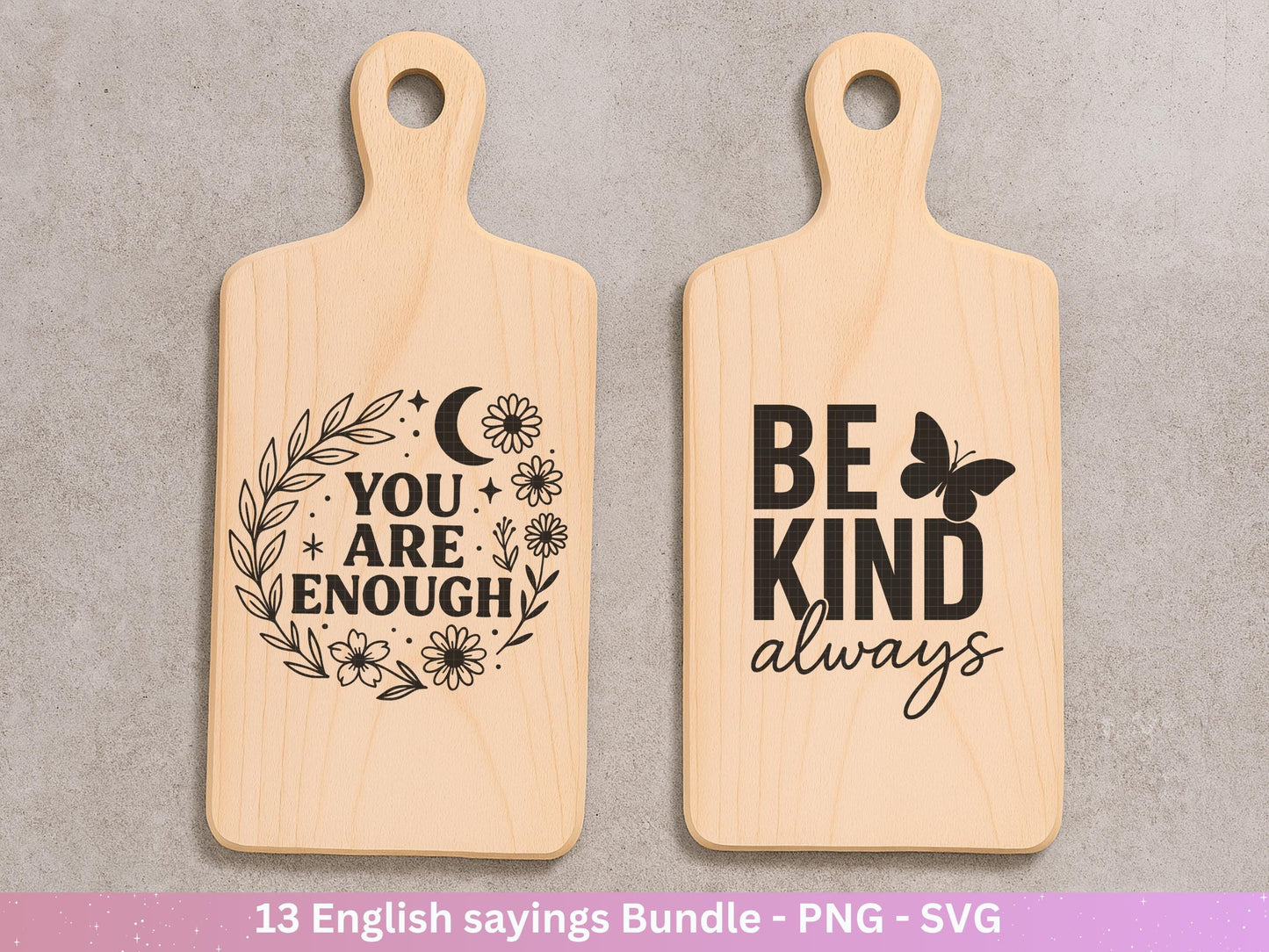 Boho Inspirational svg Png Bundle, positive Affirmationen svg, Kindness svg, immer würdig Matter genug svg, florale Zitate svg Motivierend