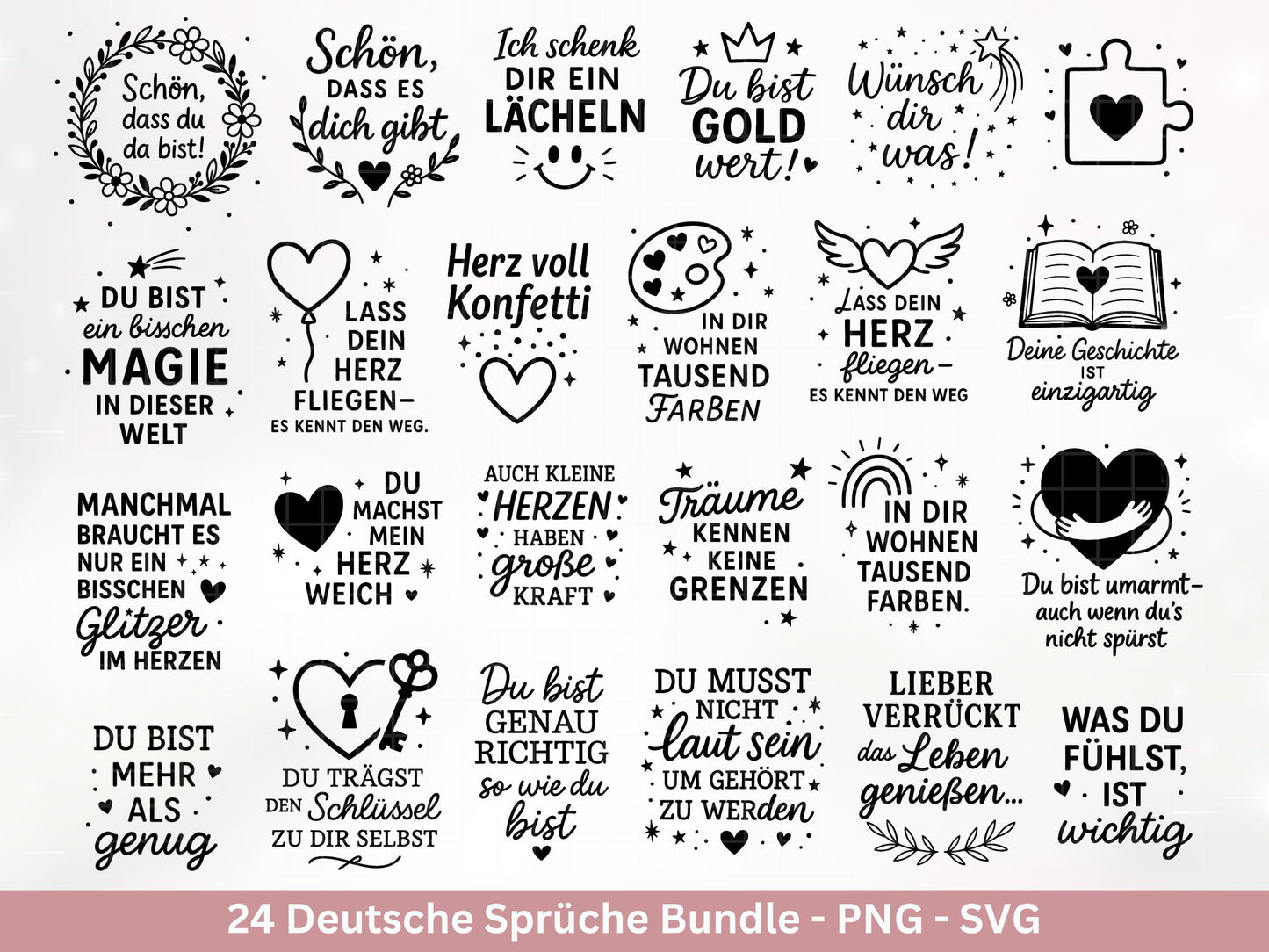 Deutsche Sprüche Plotterdatei - Positive Sprüche Svg - Svg Datei Liebe - Inspirierende Zitate - Positive Sprüche Svg - Laserdatei Spruch Svg