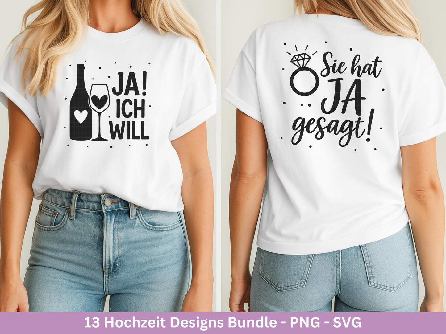 Plotterdatei Braut SVG Bundle - Hochzeit Party - Brautjungfer - JGA - Verlobungsfeier- Braut Shirts - Hochzeit Svg - Sekt Svg - Jga Shirts