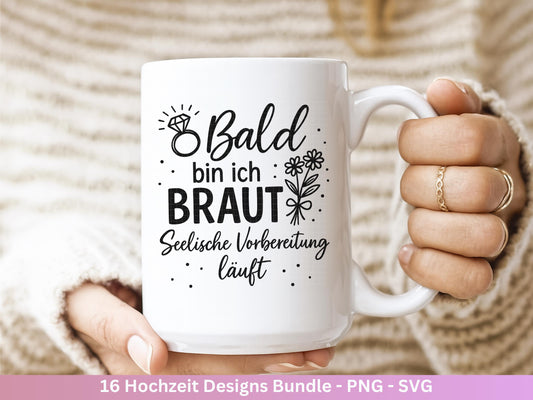 Plotterdatei Braut SVG Bundle - Hochzeit Party - Brautjungfer - JGA - Verlobungsfeier- Braut Shirts - Hochzeit Svg - Hochzeitsgeschenk