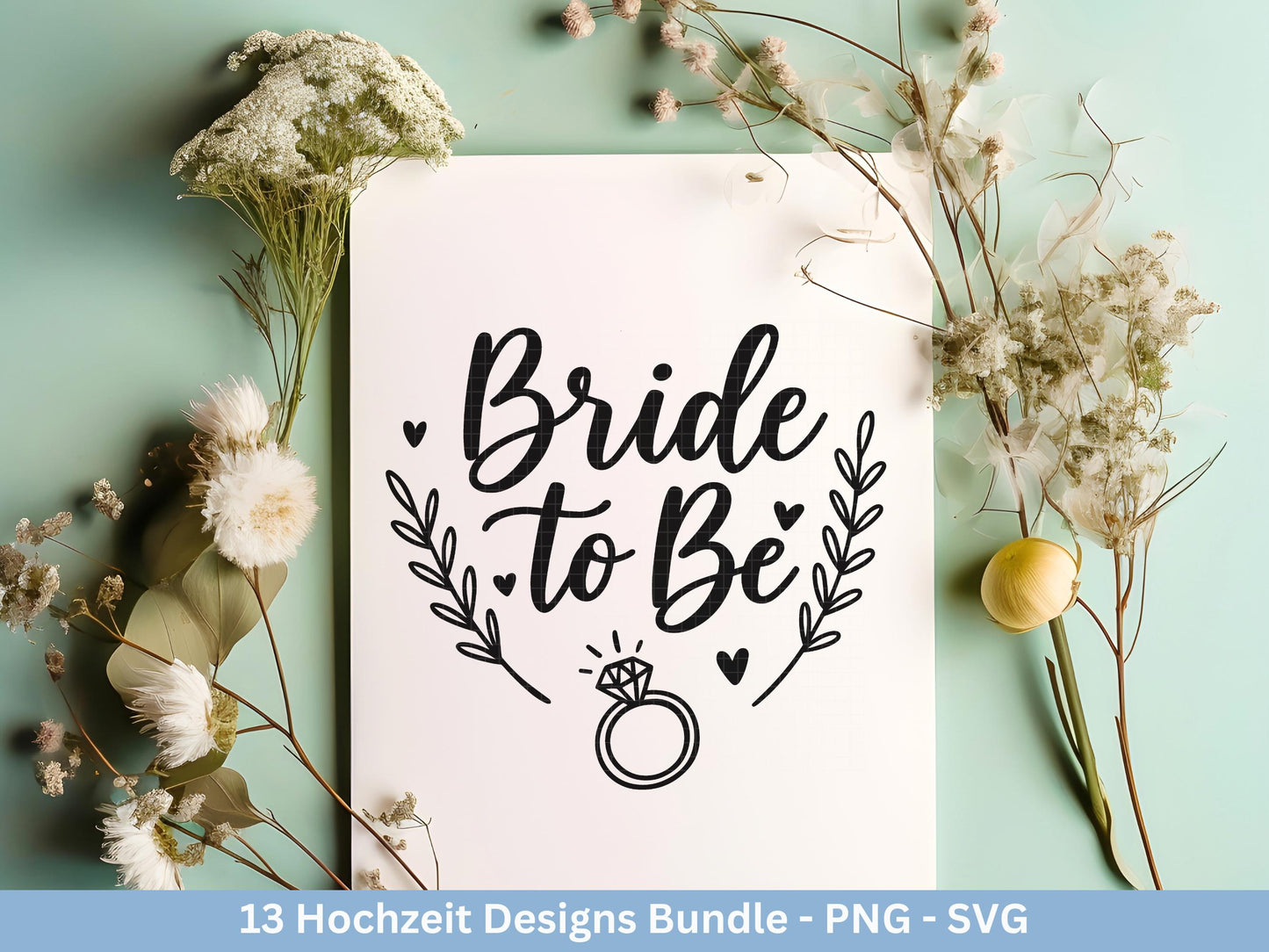 Plotterdatei Braut SVG Bundle - Hochzeit Party - Brautjungfer - JGA - Verlobungsfeier- Braut Shirts - Hochzeit Svg - Sekt Svg Datei Geschenk