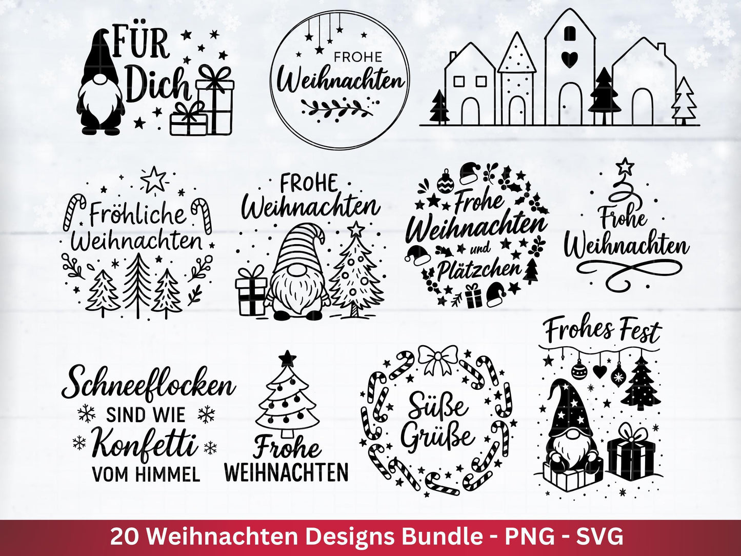Plotterdatei Weihnachten Svg – Deutsche Schriftzüge – Winter SVG – Wichtel Laserdatei Weihnachten – Cricut Silhouette Svg Datei Wichtel Svg