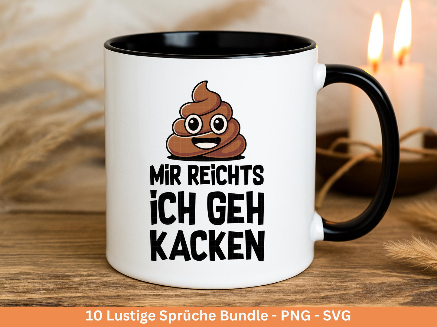 Lustige Sprüche SVG Plotterdatei Bundle – Einhorn Svg - Kackhaufen Poop Emoji – Deutsche Sprüche für Tassen Shirt Jutebeutel Cricut Geschenk