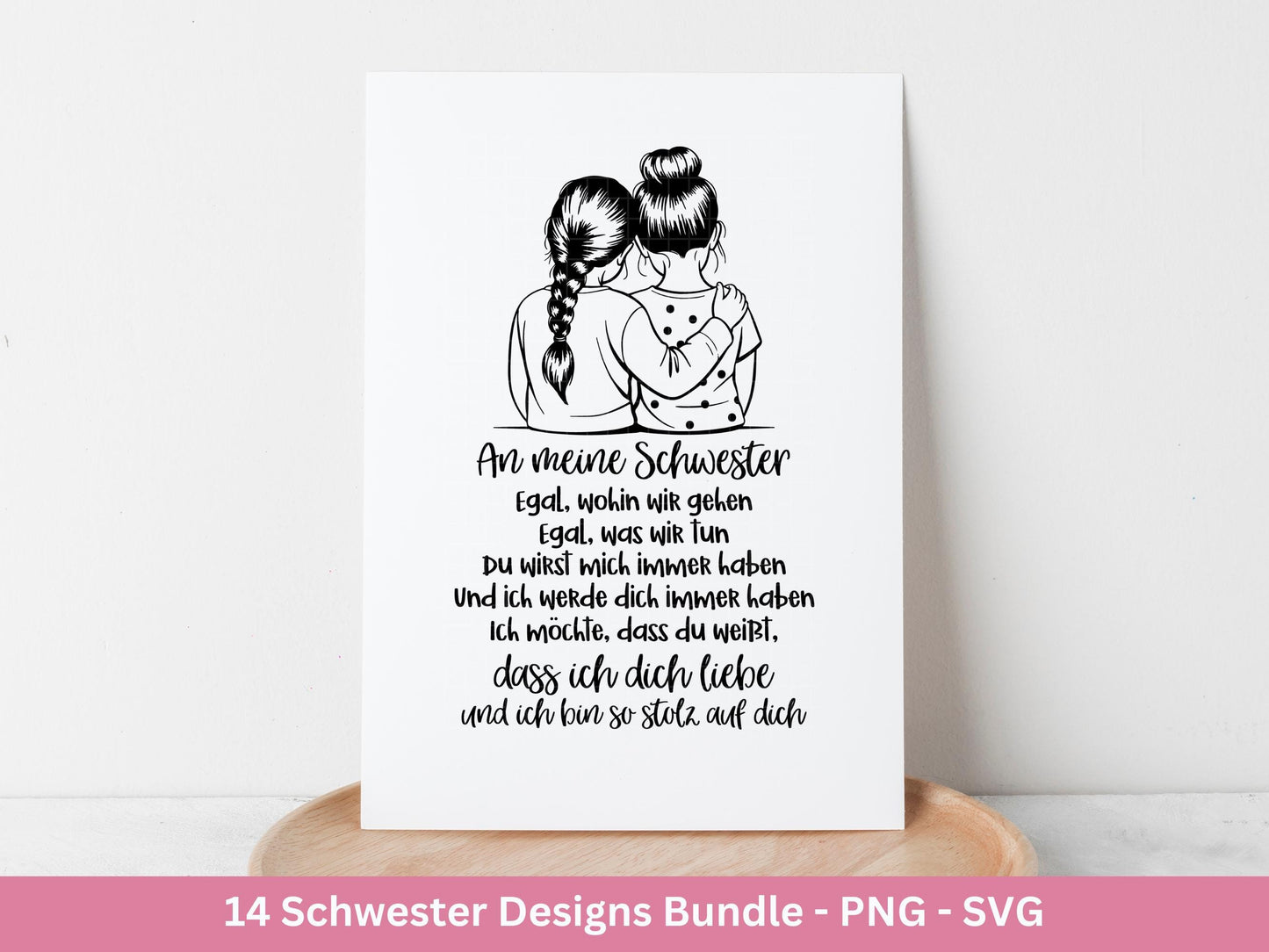 Schwester SVG Plotterdatei – Deutsche Sprüche Designs Bundle – Kindheit Herz Seele – Laserdatei für Cricut Silhouette Tassen Shirts Geschenk
