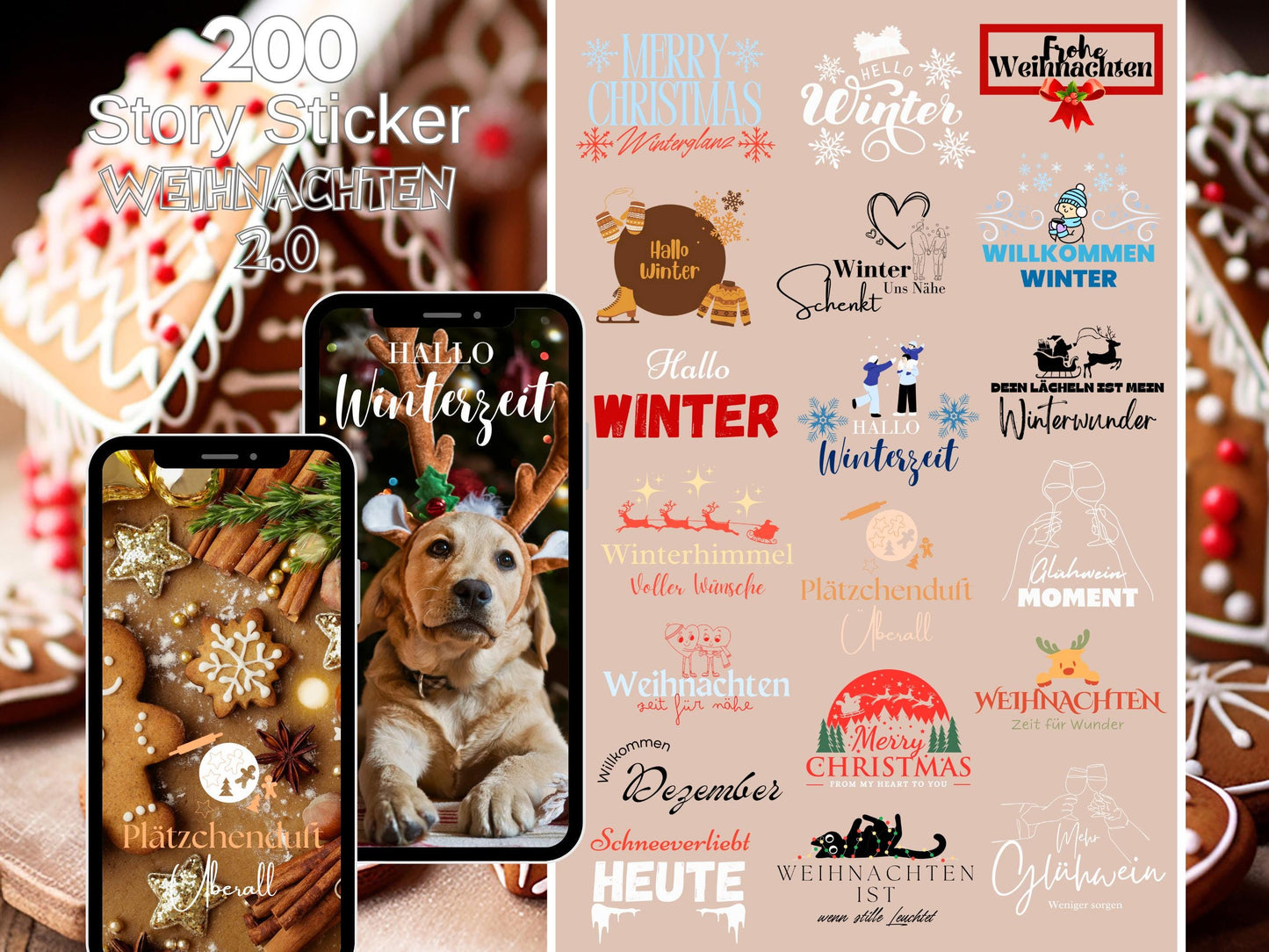 200 Instagram Story Sticker Weihnachten – Deutsch | Advent | Winter | Liebe| Home | Storysticker Daily | Basic | Kalligraphie | Sprüche