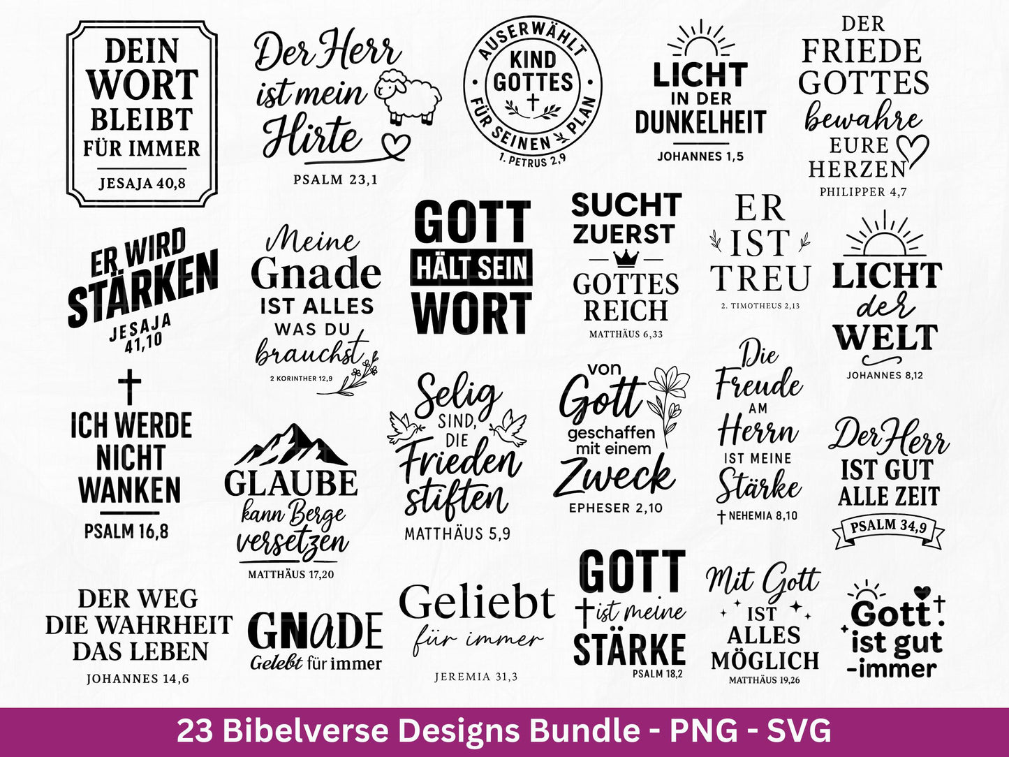 Plotterdatei Bibelverse deutsch - Christliches SVG-Bundle - Jesus Svg - Glaube Svg - Gott Svg - Religiöses Svg - Bibelvers Svg - Cricut Svg
