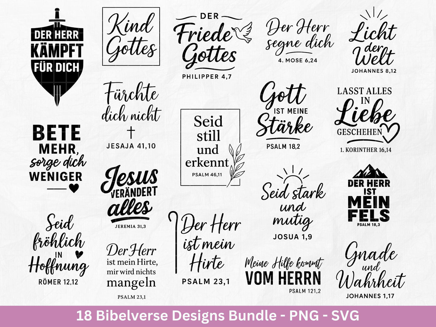 Plotterdatei Bibelverse deutsch - Christliches SVG-Bundle - Jesus Svg - Glaube Svg - Gott Svg - Religiöses Svg - Bibelvers Svg - Cricut Svg