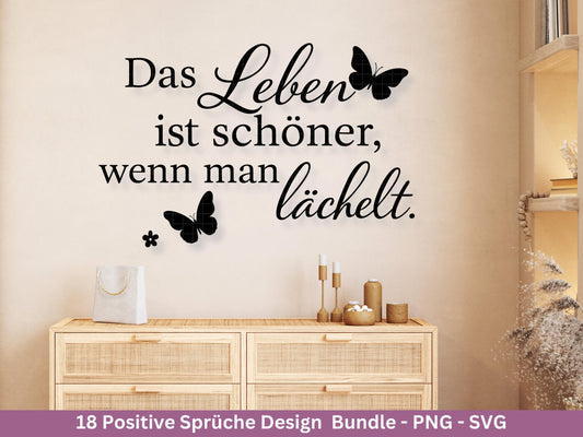 Positive Sprüche SVG Plotterdatei – Deutsche Zitate & Lebensweisheiten – Glück Liebe Hoffnung – Laserdatei Cricut Silhouette Geschenkidee
