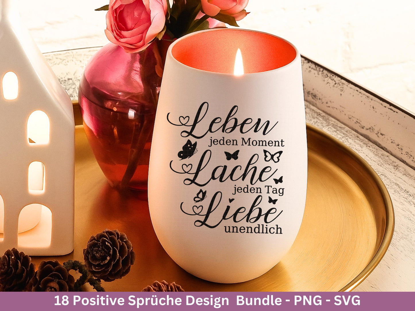 Positive Sprüche SVG Plotterdatei – Deutsche Zitate & Lebensweisheiten – Glück Liebe Hoffnung – Laserdatei Cricut Silhouette Geschenkidee