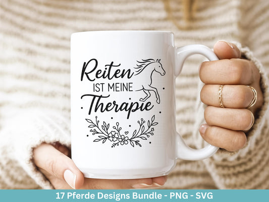 Pferde SVG Plotterdatei – Deutsche Reiter Sprüche & Pferdeliebe Designs – Hufe Sattel Stall – Laserdatei Cricut Silhouette Pferde Geschenk