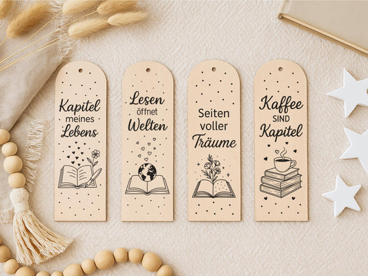 Lesezeichen SVG Laserdatei – Deutsche Sprüche & Bücher Zitate – Plotterdatei Lesen Kaffee – Geschenkidee für Bücherfreunde Cricut Silhouette